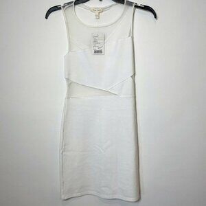 Silence + Noise Womens‎ Sleeveless Mesh Mini Sheath Dress White S Backless New